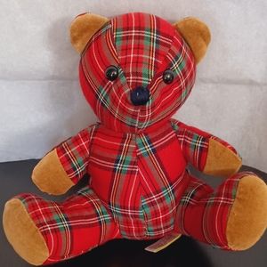 Dakin 1984 Red Plaid Tartan Teddy Bear Vintage